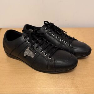 Versace Collection Men's Black Leather Lace Up Sneakers Shoes Size 43